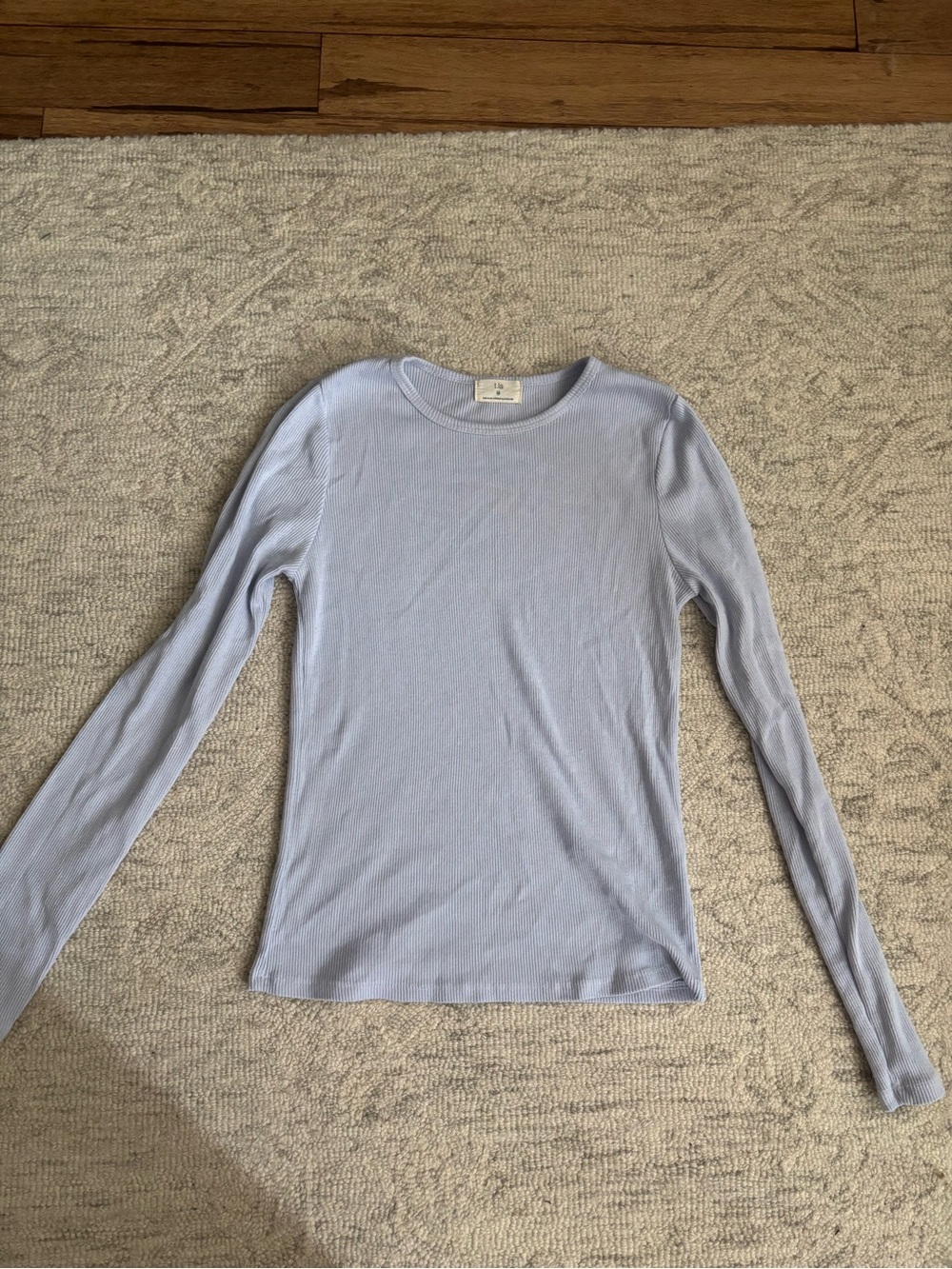 T.La Pastel Blue Ribbed Long Sleeve Crewneck Top